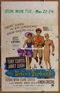 g573 PERFECT FURLOUGH window card movie poster '58 Tony Curtis, Leigh