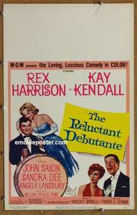 g596 RELUCTANT DEBUTANTE window card movie poster '58 Rex Harrison, Kay Kendall