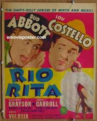 g599 RIO RITA window card movie poster '42 Bud Abbott & Lou Costello
