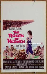 g602 ROOTS OF HEAVEN window card movie poster '58 Errol Flynn, Julie Greco