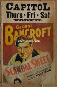 g610 SCANDAL SHEET window card movie poster '31 George Bancroft