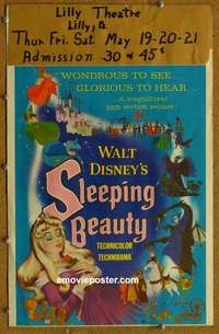 g621 SLEEPING BEAUTY window card movie poster '59 Disney classic!