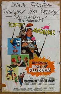 g623 SON OF FLUBBER window card movie poster '63 Walt Disney, MacMurray