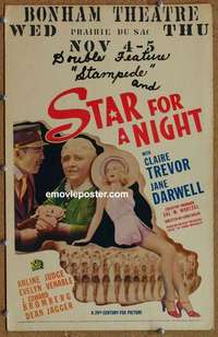 g633 STAR FOR A NIGHT window card movie poster '36 Claire Trevor, Darwell