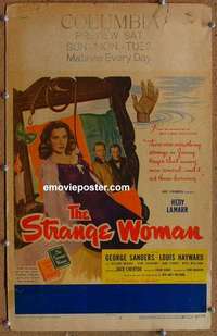 g635 STRANGE WOMAN window card movie poster '46 Hedy Lamarr, George Sanders