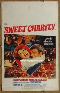 g639 SWEET CHARITY window card movie poster '69 Bob Fosse, Shirley MacLaine