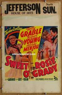 g640 SWEET ROSIE O'GRADY window card movie poster '43 Betty Grable, Young