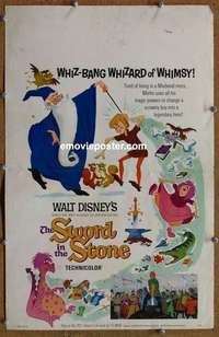 g641 SWORD IN THE STONE window card movie poster '64 Disney, King Arthur!
