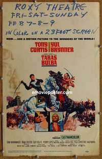 g642 TARAS BULBA window card movie poster '62 Tony Curtis, Yul Brynner
