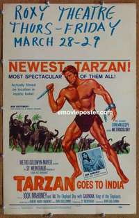 g644 TARZAN GOES TO INDIA window card movie poster '62 Jock Mahoney