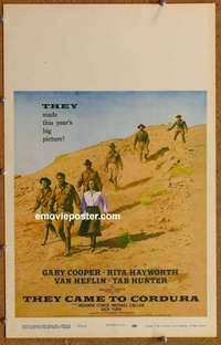 g649 THEY CAME TO CORDURA window card movie poster '59 Gary Cooper, Hayworth