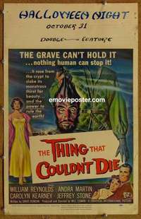 g651 THING THAT COULDN'T DIE window card movie poster '58 Universal horror!