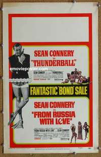 g433 FROM RUSSIA WITH LOVE/THUNDERBALL window card movie poster '68 James Bond