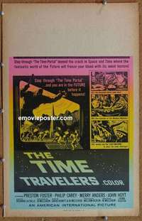 g660 TIME TRAVELERS Benton window card movie poster '64 Preston Foster, AIP!