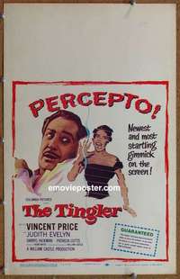 g661 TINGLER window card movie poster '59 Vincent Price, William Castle