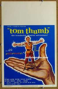 g664 TOM THUMB window card movie poster '58 George Pal, Russ Tamblyn