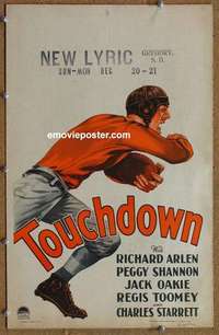 g670 TOUCHDOWN window card movie poster '31 great football player image!