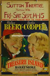 g672 TREASURE ISLAND window card movie poster '34 Beery, Jackie Cooper