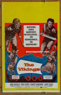 g682 VIKINGS window card movie poster '58 Kirk Douglas, Tony Curtis