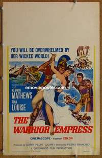 g687 WARRIOR EMPRESS window card movie poster '60 Tina Louise, Kerwin Mathews