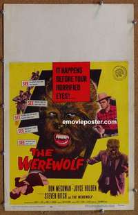 g689 WEREWOLF window card movie poster '56 great wolf-man horror image!