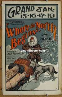 g693 WHERE THE NORTH BEGINS window card movie poster '23 Rin Tin Tin!