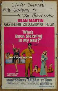 g697 WHO'S BEEN SLEEPING IN MY BED window card movie poster '63 Dean Martin