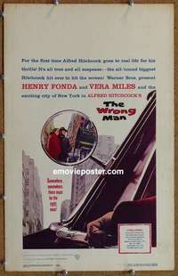 g706 WRONG MAN window card movie poster '57 Henry Fonda, Miles, Hitchcock