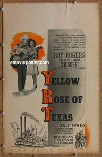 g708 YELLOW ROSE OF TEXAS window card movie poster '44 Roy Rogers, Dale Evans