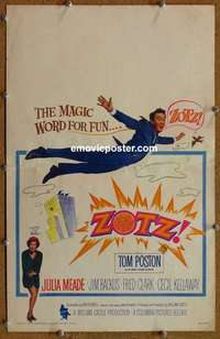 g714 ZOTZ window card movie poster '62 William Castle, sci-fi comedy!