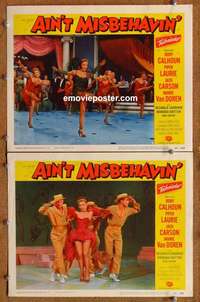 h018 AIN'T MISBEHAVIN' 2 movie lobby cards '55 Piper Laurie, Van Doren