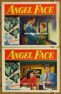 h020 ANGEL FACE 2 movie lobby cards '53 Robert Mitchum, Jean Simmons
