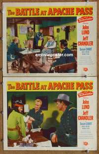 h035 BATTLE AT APACHE PASS 2 movie lobby cards '52 Lund, Jeff Chandler