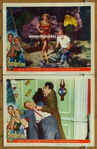 h053 BORDERLINE 2 movie lobby cards '50 Fred MacMurray, Trevor