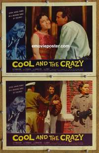 h077 COOL & THE CRAZY 2 movie lobby cards '58 AIP classic!