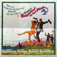 k323 BAREFOOT IN THE PARK six-sheet movie poster '67 Redford, Jane Fonda