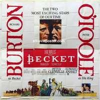 k327 BECKET six-sheet movie poster '64 Richard Burton, Peter O'Toole