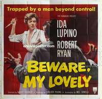 k329 BEWARE MY LOVELY six-sheet movie poster '52 Ida Lupino, Robert Ryan