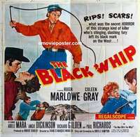 k331 BLACK WHIP six-sheet movie poster '56 Hugh Marlowe, Coleen Gray