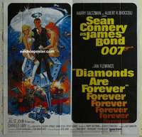 k002 DIAMONDS ARE FOREVER int'l six-sheet movie poster '71 Connery as Bond!