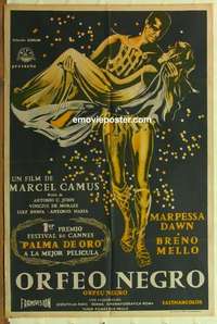 k635 BLACK ORPHEUS Argentinean movie poster '60 Camus, Orfeu Negro