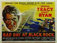 k494 BAD DAY AT BLACK ROCK British quad movie poster '55 Spencer Tracy