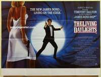 k007 LIVING DAYLIGHTS British quad movie poster '86 Dalton as Bond!