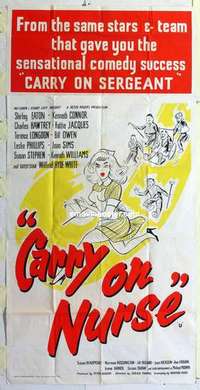 k068 CARRY ON NURSE English three-sheet movie poster '60 English hospital sex!