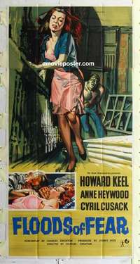 k070 FLOODS OF FEAR English three-sheet movie poster '59 Howard Keel, Heywood