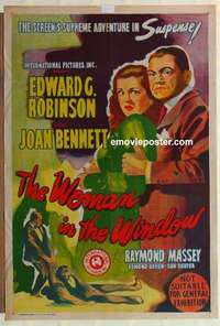 m001 WOMAN IN THE WINDOW Aust one-sheet movie poster R40s Lang, Robinson