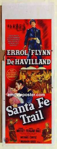 m011 SANTA FE TRAIL long Australian daybill movie poster '40 Errol Flynn