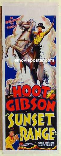 m012 SUNSET RANGE long Australian daybill movie poster '35 Hoot Gibson