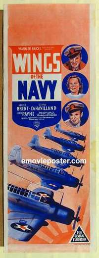 m013 WINGS OF THE NAVY long Australian daybill movie poster '39 George Brent