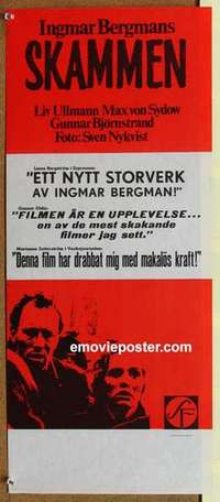 m027 SHAME Swedish insert movie poster '69 Ingmar Bergman, Ullmann